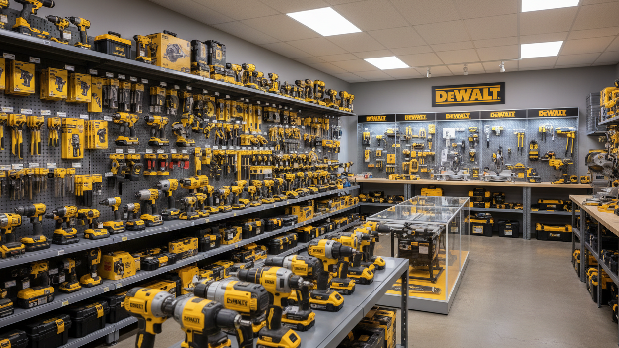 show a shop wiht nice dewalt tools